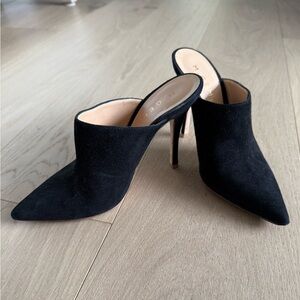 M. Gemi Black Suede Rossetto High Heel Mule, size 36